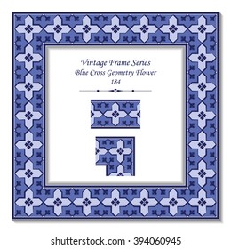 Vintage 3D frame - Blue Cross Geometry Flower