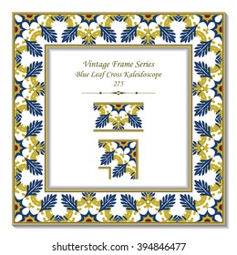 Vintage 3D frame - Blue Leaf Cross Kaleidoscope