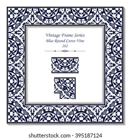 Vintage 3D frame - Blue Round Curve Vine
