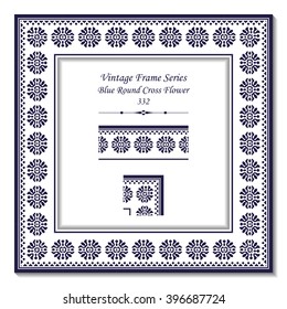 Vintage 3D frame - Blue Round Cross Flower