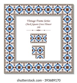Vintage 3D frame - Check Square Cross Flower