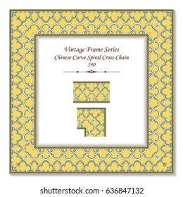 Vintage 3D frame Chinese Curve Spiral Cross Geometry Chain