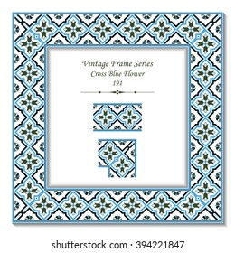 Vintage 3D frame - Cross Blue Flower