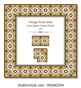 Vintage 3D frame - Cross Square Frame Flower