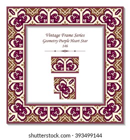 Vintage 3D frame - Geometry Purple Heart Star