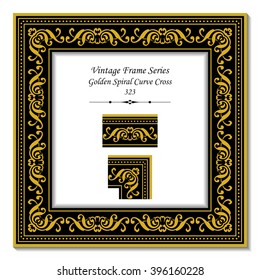 Vintage 3D frame - Golden Spiral Curve Cross