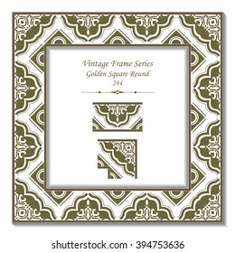 Vintage 3D frame - Golden Square Round