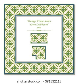 Vintage 3D frame - Green Leaf Round
