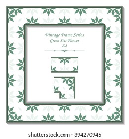 Vintage 3D frame - Green Star Flower