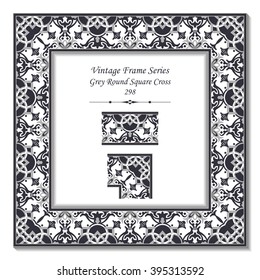 Vintage 3D frame - Grey Round Square Cross