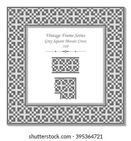 Vintage 3D frame - Grey Square Mosaic Cross