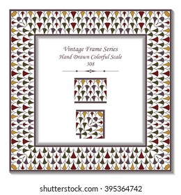 Vintage 3D frame - Hand Drawn Colorful Scale