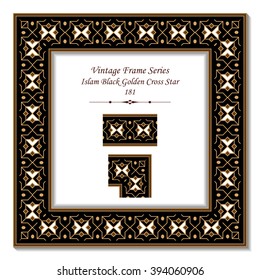 Vintage 3D frame - Islam Black Golden Cross Star