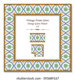 Vintage 3D frame - Orange Green Flower