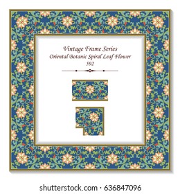 Vintage 3D frame Oriental Botanic Spiral Leaf Flower