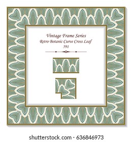 Vintage 3D frame Retro Botanic Curve Cross Leaf Chintz