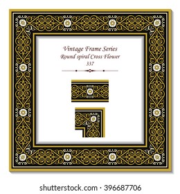 Vintage 3D frame - Round spiral Cross Flower
