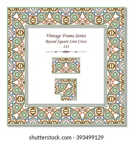 Vintage 3D frame - Round Square Line Cross