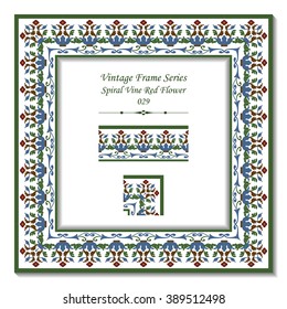 Vintage 3D frame - Spiral Vine Red Flower