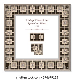Vintage 3D frame - Square Cross Flower