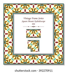 Vintage 3D frame - Square Mosaic Kaleidoscope