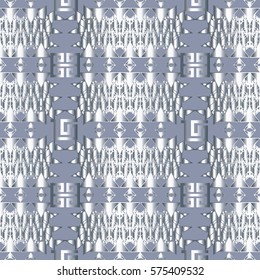 Vintage 3d geometric vector seamless pattern. Aztec abstract tribal Navajo background. Geometrical ornament with greek key. Luxury light texture  for wallpapers, fabric, textile, cloth, print