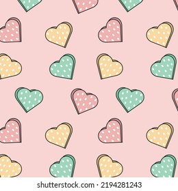 Vintage 3d corazón Seamless patrón, textura sobre fondo rosado, papel tapiz, ornamento interminable, impresión extensible para gráficos, textiles, papel envolvente, tela, embalaje, diseño de cubierta. San Valentín, amor