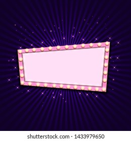 Vintage 3d light retro frame. Vector Illustration EPS10