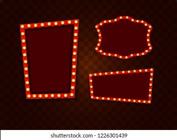 Vintage 3d light retro frames. Vector Illustration EPS10