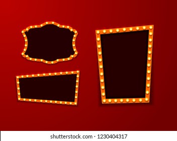 Vintage 3d light retro frames. Vector Illustration EPS10