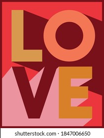 Vintage 3D Love slogan illustration with frame - Retro graphic vector text print for girl tee / t shirt and poster sticker