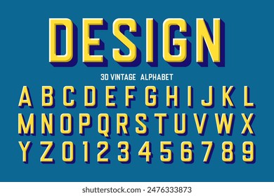 Vintage 3D Sans Serif Alphabet. Retro Typography. Vector EPS. For Poster, Print files, T-shirt Design, Logos