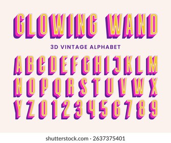 Vintage 3D Sans Serif Alphabet. 3D Typography. Vector EPS. For Poster, Print files, T-shirt Design, Logos