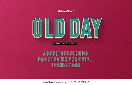 Vintage 3D Sans Serif Condensed Alphabet with Rich Colors. Retro Typography. Vector Illustration.