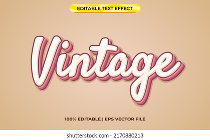 Vintage 3d Text Effect With Pastel Theme. Colorful Typography Template For Vintage Title