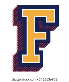 Vintage 3D varsity college typography letter embroidery patch illustration text for graphic tee sweatshirt hoodie or bomber - Vector 