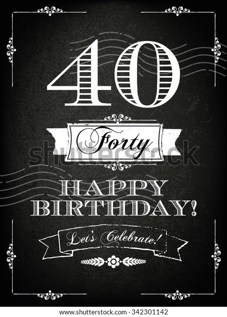 Vintage 40 Years Happy Birthday Card Stock Vector (Royalty Free) 342301142