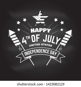 Vintage 4th of july design in retro style. Fourth of July felicitation classic postcard. Independence day greeting card. Patriotic banner for website template. Vector illustration on the chalkboard.