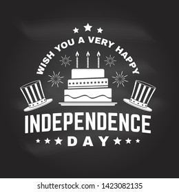 Vintage 4th of july design in retro style. Fourth of July felicitation classic postcard. Independence day greeting card. Patriotic banner for website template. Vector illustration on the chalkboard.