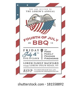 Vintage 4th Of July Independence Day Barbecue Invitation