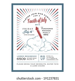 Vintage 4th of July Independence Day invitation card