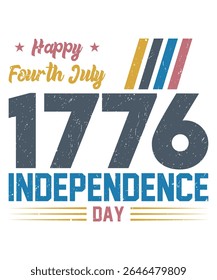 Vintage 4th of July T-Shirt Design – Bold Patriotic Text Style
