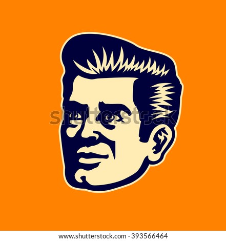 Vintage 50s man face vector clipart illustration head portrait of retro gentleman