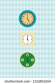 vintage 5pm clock decor print vector. classic clock wallpaper.