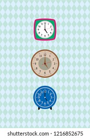 vintage 5pm clock decor print vector. classic clock wallpaper.