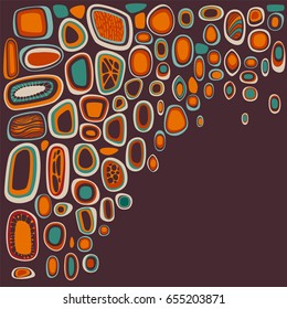 Vintage 70's background with organic shapes or pebbles, eps10 vector