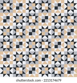 Vintage 70s color geometric stylized seamless pattern. Textile patchwork design. Indian star quilt vector illustration. 