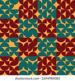 Vintage 70er Jahre geometrische nahtlose Muster Teal und Orange Retro Fliese