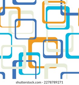 Vintage 70s resizable pattern, geometric figures in blue and orange tones, perfect for wallpaper, poster, background, paper crafts, scrapbook, but also on social media as a cover or Instagram image