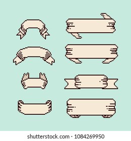 Vintage 8 bit banner ribbon set.
